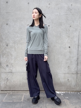 「B'2nd（ビーセカンド）のアイテム」を使った、4onさん（レディース・168cm）の春コーディネート