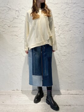 「B'2nd（ビーセカンド）のアイテム（ブーツ）」を使った、4onさん（レディース・168cm）の冬コーディネート
