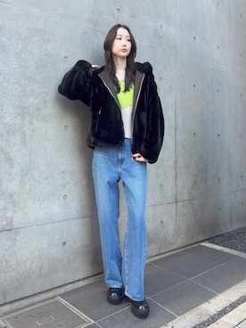 「厚底ブーツ」｜「アイテム（ブルゾン）」を使った、4onさん（レディース・168cm）の秋コーディネート