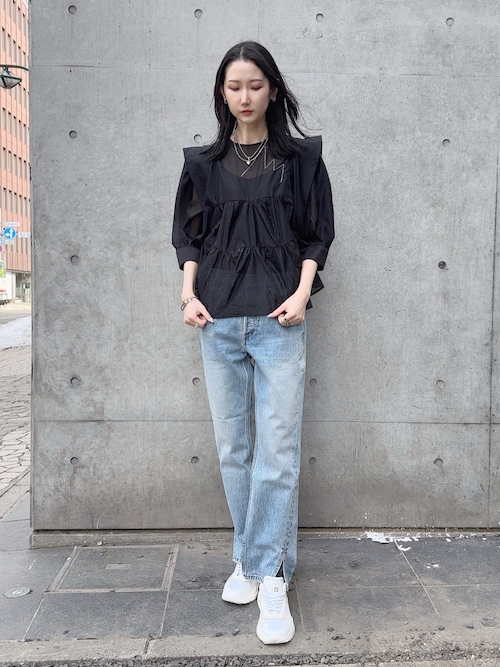 Mineral Print Shinny Trousers / navy | BOTTOMS,PANTS