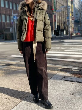 「B'2nd（ビーセカンド）のアイテム（ブーツ）」を使った、4onさん（レディース・168cm）の冬コーディネート