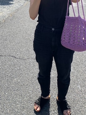 「アイテム（トートバッグ、パープル系）」を使った、nanaさん（レディース・162cm）の夏コーディネート