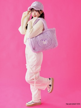 「アイテム（トートバッグ、パープル系）」を使った、MOONBAT_officialさん（レディース・160cm）の秋コーディネート