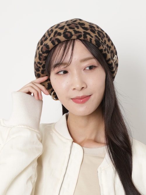 FURLA（フルラ） ニット帽 ニットキャップ バスクベレー帽 ”レオパード