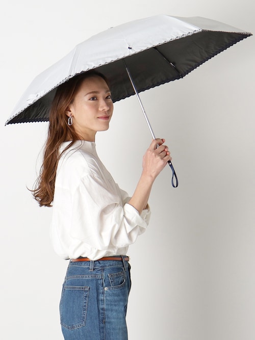 WEB限定】遮光100 晴雨兼用 折りたたみ日傘 軽量 '裾刺繍 POLO' ポロ