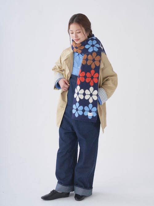 ニットマフラー 洗える 'ハート フラワー'（マフラー）｜estaa