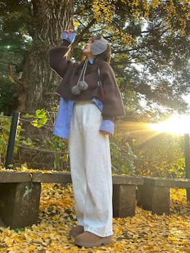 「アイテム（イヤーマフ）」を使った、Miiaさん（レディース・152cm）の秋コーディネート