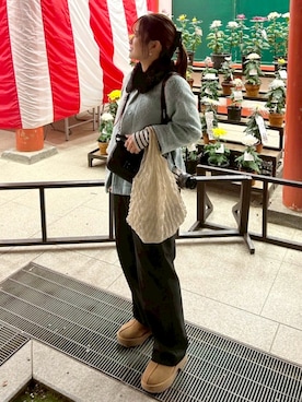 「アイテム（エコバッグ/サブバッグ）」を使った、Miiaさん（レディース・152cm）の秋コーディネート