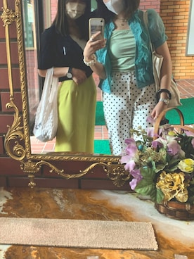 「エコバッグ」｜「アイテム（アナログ腕時計）」を使った、Miiaさん（レディース・152cm）の夏コーディネート