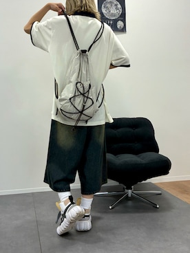 「アイテム（バックパック/リュック）」を使った、ゆりまつさん（レディース・166cm）の夏コーディネート