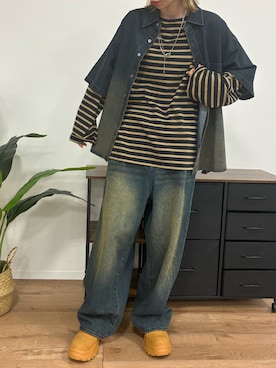 「デニムシャツ」｜ゆりまつさん（レディース・166cm）の秋コーディネート