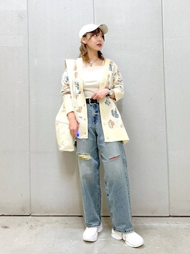 「アイテム（キャップ）」を使った、akn.さん（レディース・158cm・20代）の春コーディネート