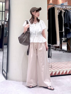 「LOWRYS FARM（ローリーズファーム）のイージーバギーデニム　601067（デニムパンツ、ピンク系）」を使った、akn.さん（レディース）の夏コーディネート