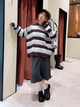 「アイテム（ハンチング/ベレー帽）」を使った、akn.さん（レディース・158cm・30代）の秋コーディネート