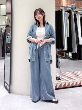 「LOWRYS FARM（ローリーズファーム）のスタイルＵＰクロスカップキャミ　100757（Tシャツ/カットソー、ホワイト系）」を使った、akn.さん（レディース）の春コーディネート