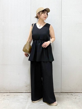 「アイテム（サロペット/オーバーオール）」を使った、akn.さん（レディース・158cm・30代）の夏コーディネート