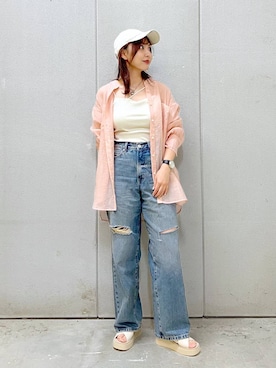 「アイテム（キャップ）」を使った、akn.さん（レディース・158cm・20代）の夏コーディネート