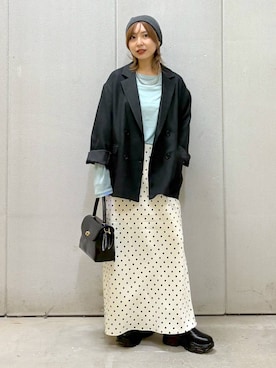 「アイテム（テーラードジャケット）」を使った、akn.さん（レディース・158cm・30代）の秋コーディネート