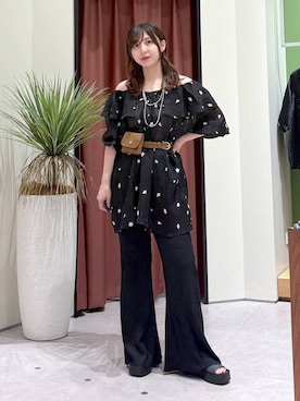 「アイテム（ベルト、イエロー系）」を使った、akn.さん（レディース・158cm）の夏コーディネート