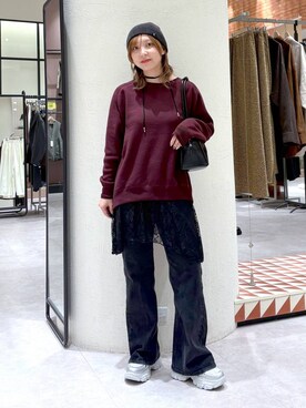「LOWRYS FARM（ローリーズファーム）のマルチWAYレーススカート　497453（スカート）」を使った、akn.さん（レディース・158cm）の秋コーディネート