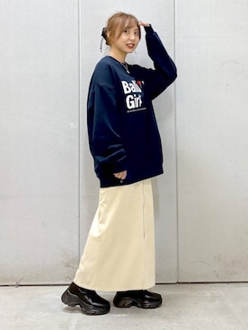 「アイテム（スウェット）」を使った、akn.さん（レディース・158cm）の秋コーディネート