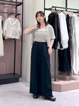 「LOWRYS FARM（ローリーズファーム）のカンドウフィットＫｎｉｔサンダル 637889（サンダル、ブラック系）」を使った、akn.さん（レディース）の春コーディネート