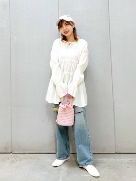 「アイテム（キャップ）」を使った、akn.さん（レディース・158cm・20代）の春コーディネート