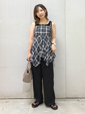 「アイテム（スラックス）」を使った、akn.さん（レディース・158cm・30代）の夏コーディネート