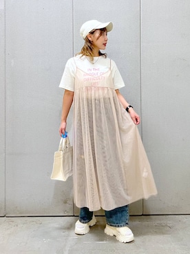 「アイテム（キャップ）」を使った、akn.さん（レディース・158cm・20代）の春コーディネート
