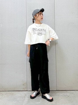 「アイテム（キャップ）」を使った、akn.さん（レディース・158cm・20代）の春コーディネート