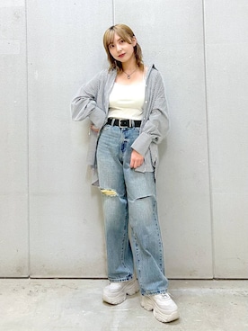 「JEANASIS（ジーナシス）のランダムアウトソールスニーカー/968688（スニーカー）」を使った、akn.さん（レディース・158cm）の春コーディネート