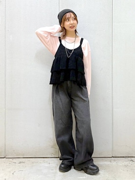 「アイテム（ベスト）」を使った、akn.さん（レディース・158cm・30代）の夏コーディネート