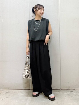 「LOWRYS FARM（ローリーズファーム）のバルーンプルオーバーフレンチスリーブ　574769（Tシャツ/カットソー）」を使った、akn.さん（レディース・158cm）の夏コーディネート