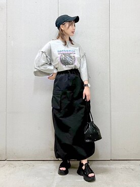 「アイテム（キャップ）」を使った、akn.さん（レディース・158cm・20代）の春コーディネート