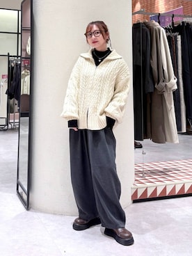 「アイテム（サンダル）」を使った、akn.さん（レディース・158cm・30代）の冬コーディネート