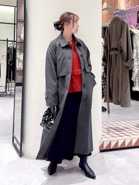 「アイテム（ステンカラーコート）」を使った、akn.さん（レディース・158cm・30代）の冬コーディネート