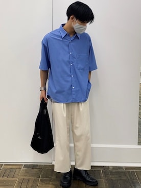 「A.P.C.（アーペーセー）のSAC SHOPPING REBOUND 20AC（トートバッグ）」を使った、terüさん（メンズ・175cm）の夏コーディネート