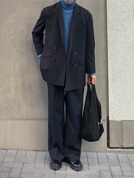 「A.P.C.（アーペーセー）のSAC SHOPPING REBOUND 20AC（トートバッグ）」を使った、terüさん（メンズ・175cm）の冬コーディネート