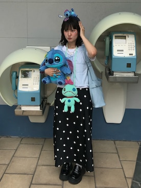 「CHARLES & KEITH（チャールズ & キース）のLeoi レオイ プラットフォーム ペニーローファー（ローファー、ブラック系）」を使った、rin.さん（レディース・153cm）の夏コーディネート