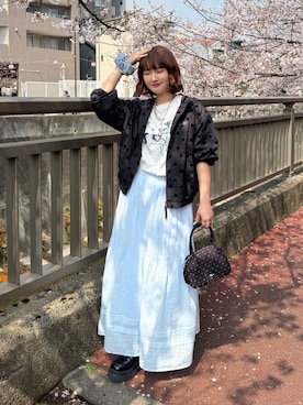 「アイテム（ナイロンジャケット）」を使った、rin.さん（レディース・153cm）の春コーディネート