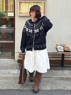 「JEANASIS（ジーナシス）のルーズFITロングブーツ/581263（ブーツ）」を使った、rin.さん（レディース・153cm）の秋コーディネート