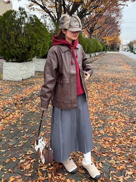 「アイテム（スリッポン）」を使った、rin.さん（レディース・153cm）の秋コーディネート