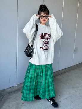 「アイテム（スウェット）」を使った、rin.さん（レディース・153cm）の夏コーディネート