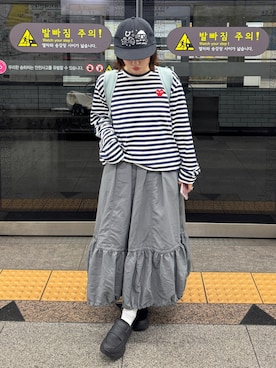 「アイテム（キャップ）」を使った、rin.さん（レディース・153cm）の春コーディネート