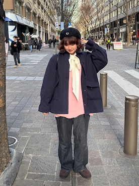 「アイテム（ハンチング/ベレー帽）」を使った、rin.さん（レディース・153cm）の冬コーディネート