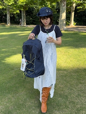 「aeae（エーイーエーイー）のアイテム（帽子）」を使った、rin.さん（レディース・153cm）の夏コーディネート