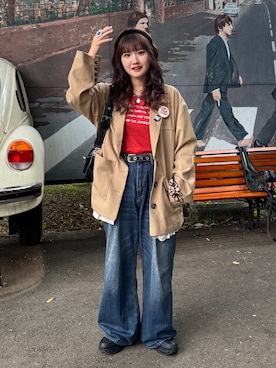 「アイテム（テーラードジャケット）」を使った、rin.さん（レディース・153cm）の秋コーディネート