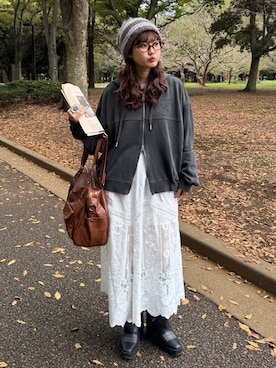 「アイテム（スカート）」を使った、rin.さん（レディース・153cm）の秋コーディネート