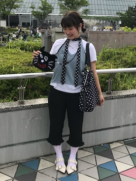 「CIAOPANIC（チャオパニック）のアイテム」を使った、rin.さん（レディース・153cm）の夏コーディネート