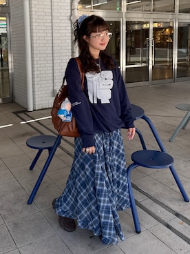 「アイテム（スウェット）」を使った、rin.さん（レディース・153cm）の秋コーディネート